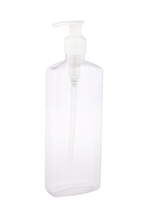 400ml PET ใสขวดแบนสี่เหลี่ยมปั๊มโลชั่นขวดเจลทำความสะอาดมือ